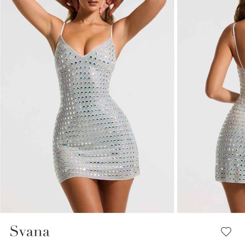 NWT: Oh Polly Silver Sparkle Mini Prom Dress - Picture 3 of 7